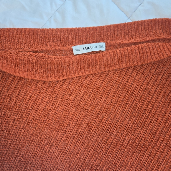 ZARA KNIT Women's Orange Blouse Size S Handmade Crochet - Picture 2 of 3